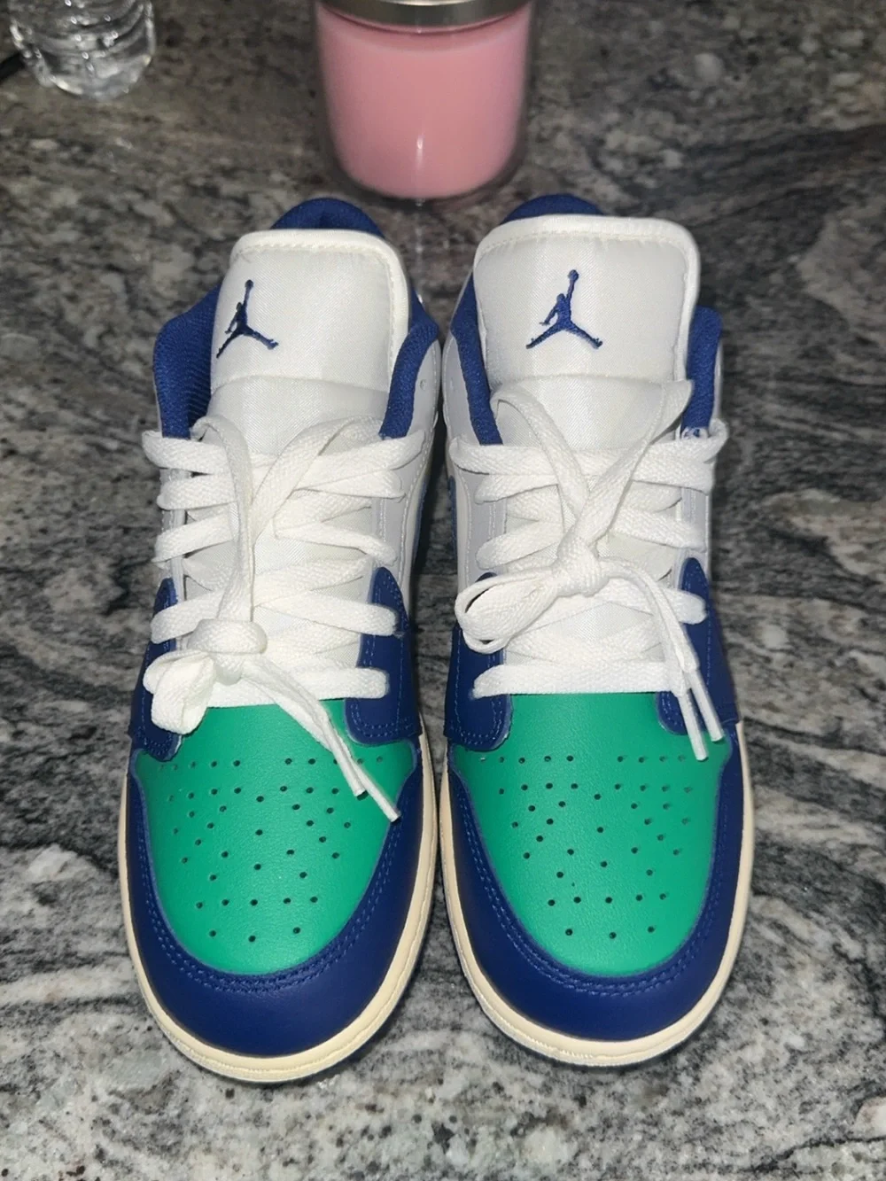 Jordan Kids Low Top Sneakers - White, Blue & green